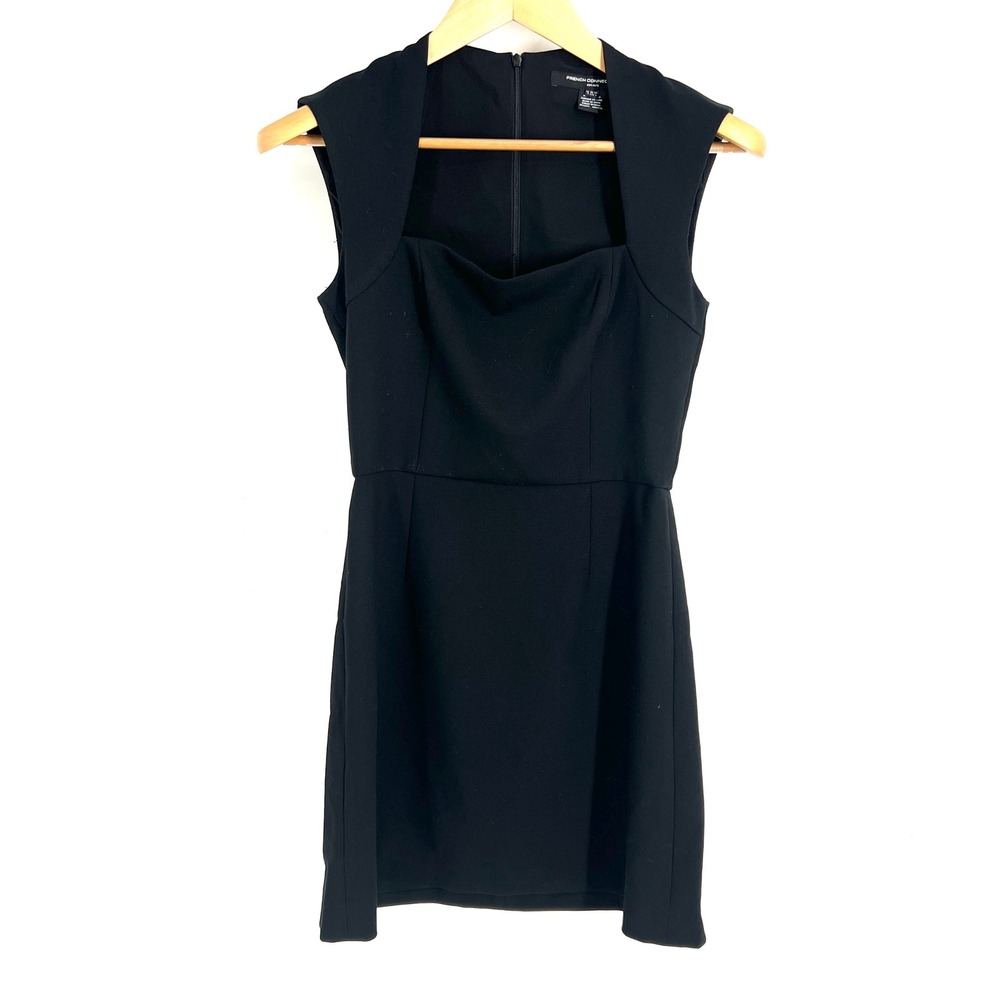French Connection Black Sleeveless Cowl Square Neck Mini Dress Size 2 71RES